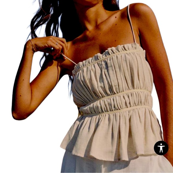 Zara Tops - NWT Zara Women’s Tan Rustic Ruffle Tank Top With Straps in a size Medium